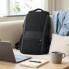 Black nylon waterproof commuting backpack, lightweight, wear-resistant with multiple compartments details Picture
